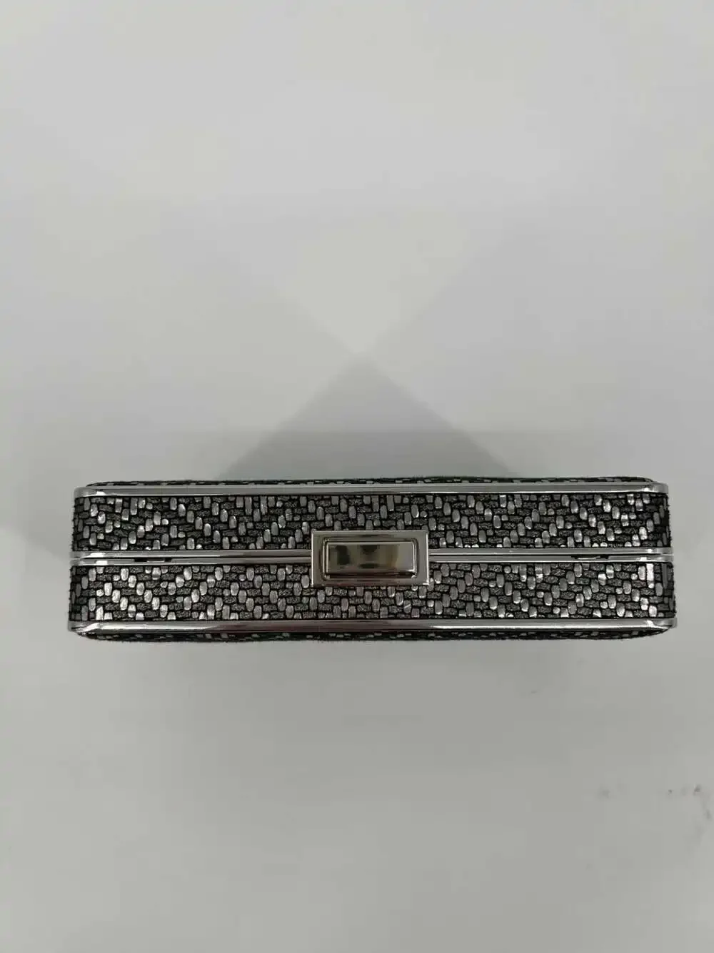 Michael Kors Metallic Silver Clutch | Textured Textile, Chain Strap, OS